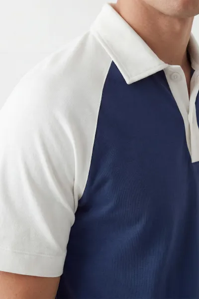 İndigo Polo Yaka Düğmeli Erkek Tişört 435474