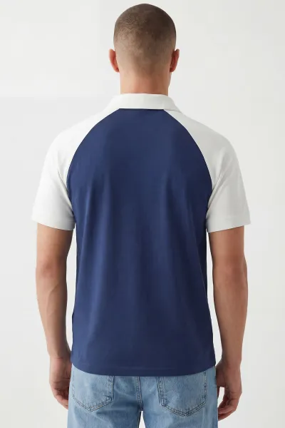 İndigo Polo Yaka Düğmeli Erkek Tişört 435474