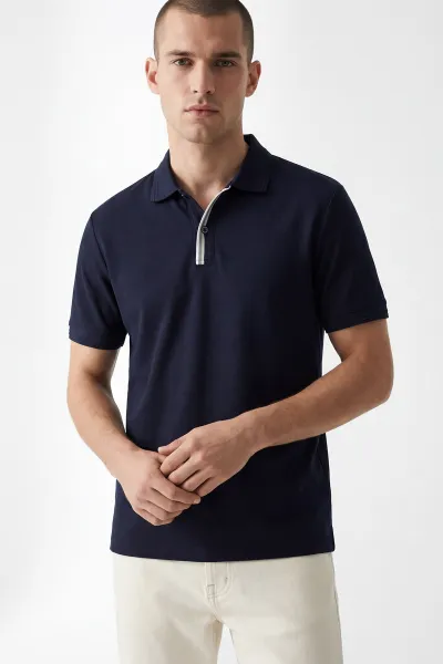 İndigo Polo Yaka Düğmeli Erkek Tişört 435548