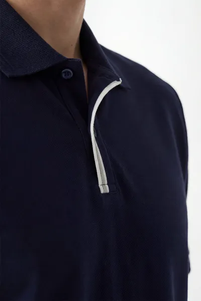 İndigo Polo Yaka Düğmeli Erkek Tişört 435548
