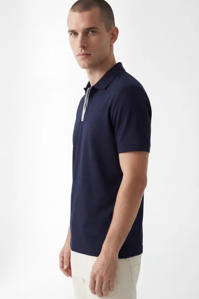 İndigo Polo Yaka Düğmeli Erkek Tişört 435548