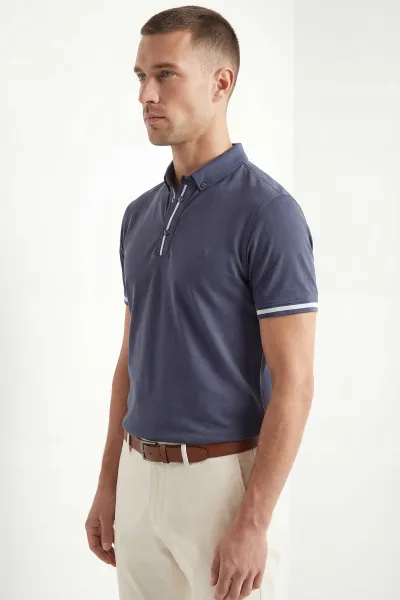 İndigo Polo Yaka Osyho Kumaş Erkek Tişört 433152