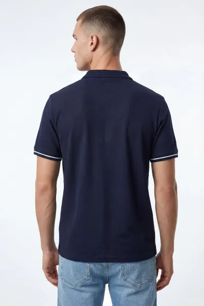 İndigo Polo Yaka Osyho Kumaş Fitilli Erkek Tişört 433123