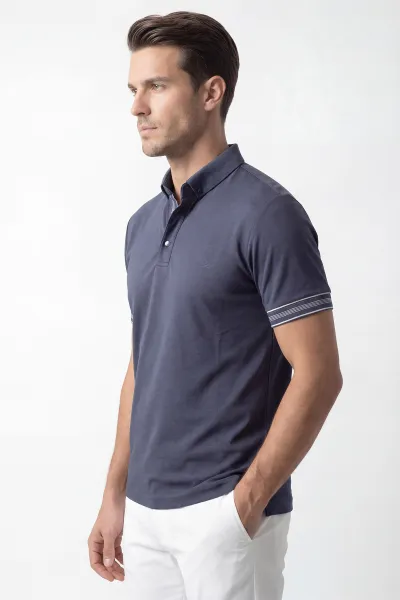 İndigo Polo Yaka Osyho Kumaş Kol Şeritli Erkek Tişört 433137
