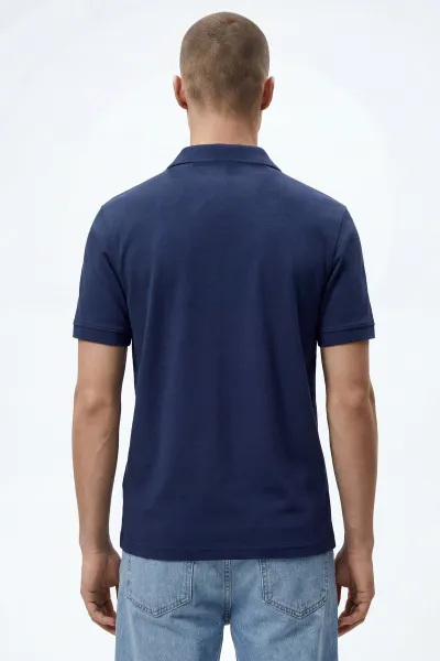 İndigo Polo Yaka Yarım Fermuarlı Erkek Tişört 435361