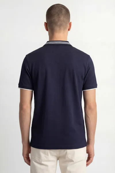 İndigo Polo Yaka Yarım Fermuarlı Erkek Tişört 435562