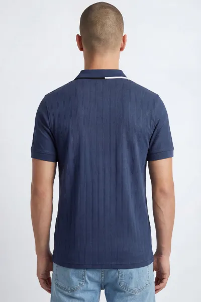İndigo Polo Yaka Yarım Fermuarlı Erkek Tişört 435567