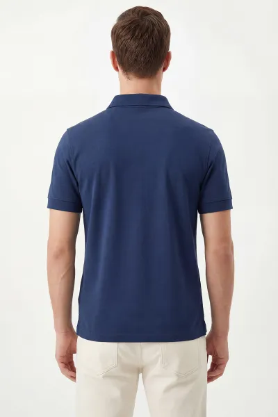 İndigo Polo Yaka Yarım Fermuarlı Erkek Tişört 435574