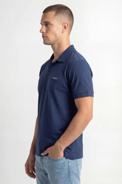 İndigo Polo Yaka Yazı Detay Erkek Tişört 435540