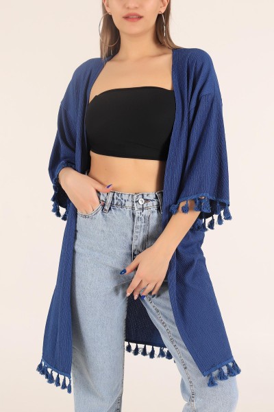 İndigo Püskül Detay Seul Kimono Hırka 168592