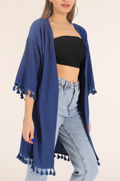 İndigo Püskül Detay Seul Kimono Hırka 168592