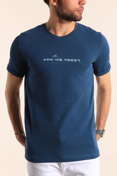 İndigo Regular Fit Are We Free Kabartmalı Erkek Tişört 187550