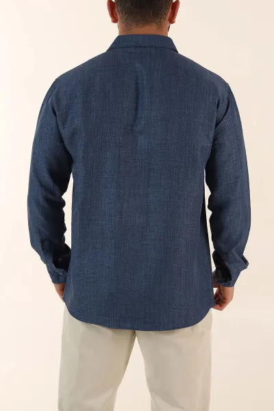 İndigo Regular Fit Ata Yaka Uzun Kollu Erkek Gömlek 369874