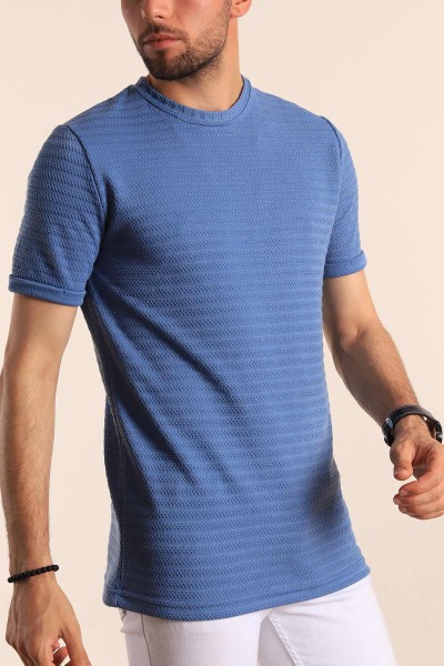 İndigo Regular Fit Dokulu Erkek Tişört 187553