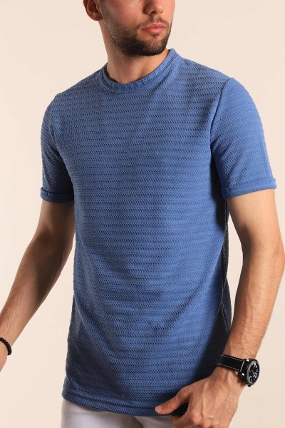 İndigo Regular Fit Dokulu Erkek Tişört 187553