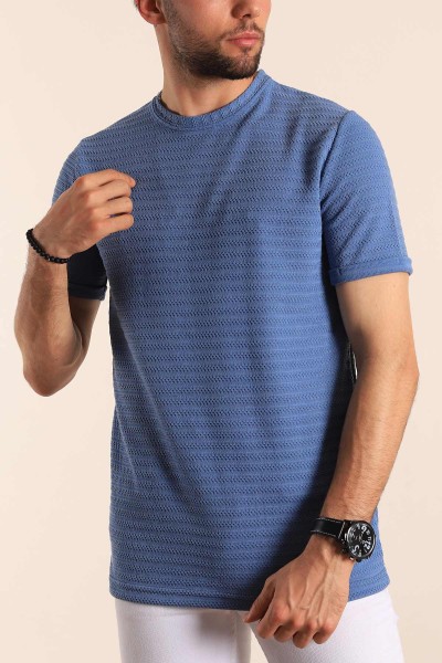 İndigo Regular Fit Dokulu Erkek Tişört 187553