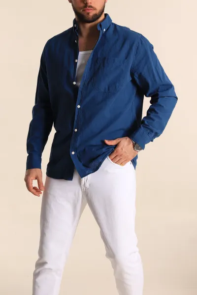 indigo-regular-fit-keten-tek-cep-detayli-uzun-kollu-erkek-gomlek-244752