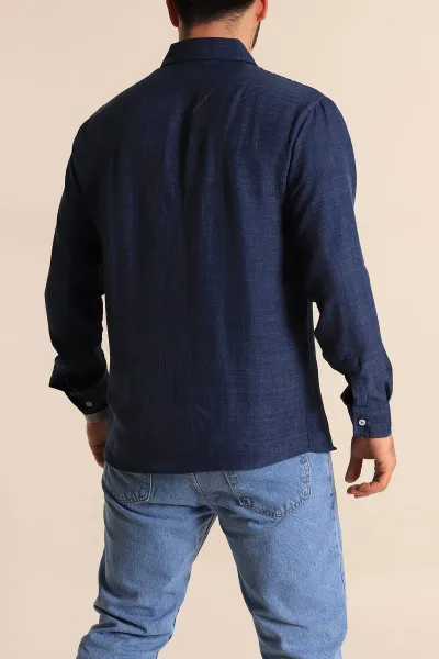 İndigo Regular Fit Uzun Kollu Keten Erkek Gömlek 275552