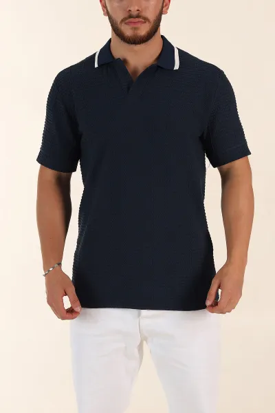 İndigo Relaxed Fit Çizgi Detaylı Polo Yaka Erkek Tişört 370321