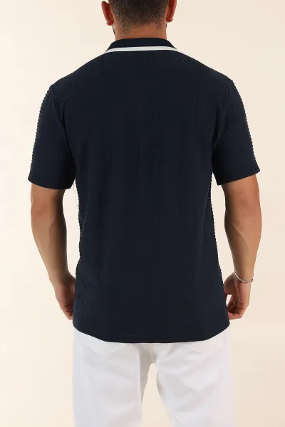 İndigo Relaxed Fit Çizgi Detaylı Polo Yaka Erkek Tişört 370321