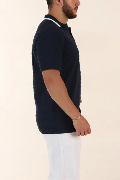 İndigo Relaxed Fit Çizgi Detaylı Polo Yaka Erkek Tişört 370321