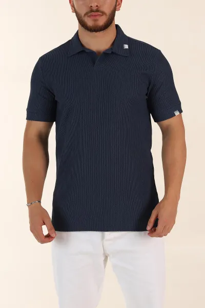 İndigo Relaxed Fit Dokulu Patlı Polo Yaka Erkek Tişört 370268