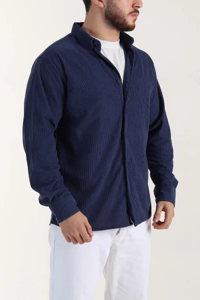 İndigo Relaxed Fit Fitilli Kadife Erkek Gömlek 400095