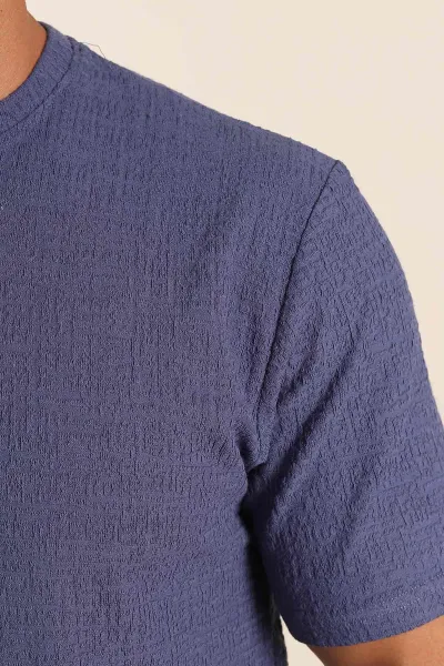 İndigo Relaxed Fit Kabartma Desenli Basic Erkek Tişört 358109