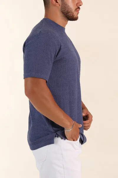 İndigo Relaxed Fit Kabartma Desenli Basic Erkek Tişört 358109