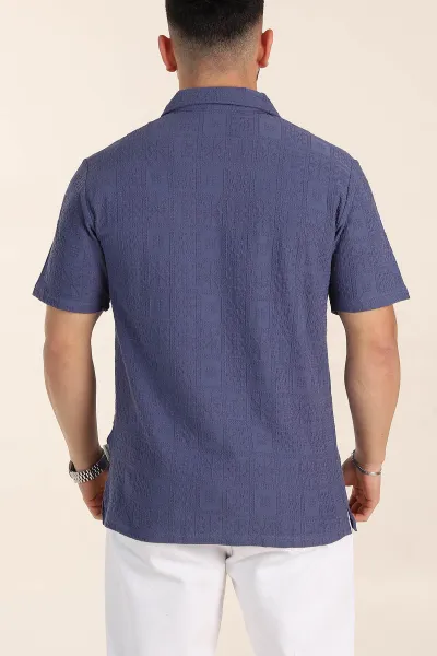 İndigo Relaxed Fit Kabartma Desenli Patlı Polo Yaka Erkek Tişört 358024