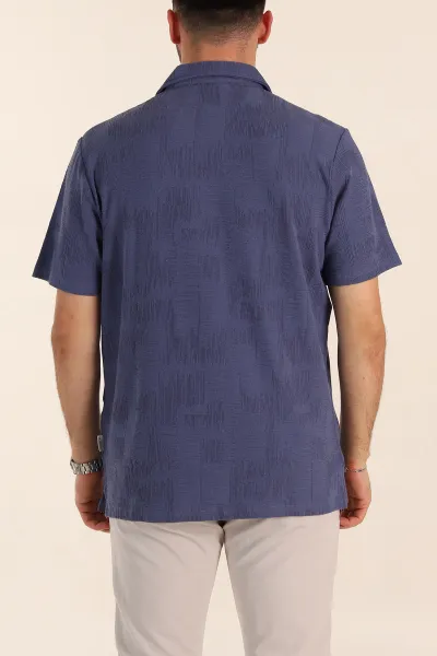 İndigo Relaxed Fit Kabartma Desenli Patlı Polo Yaka Erkek Tişört 358101