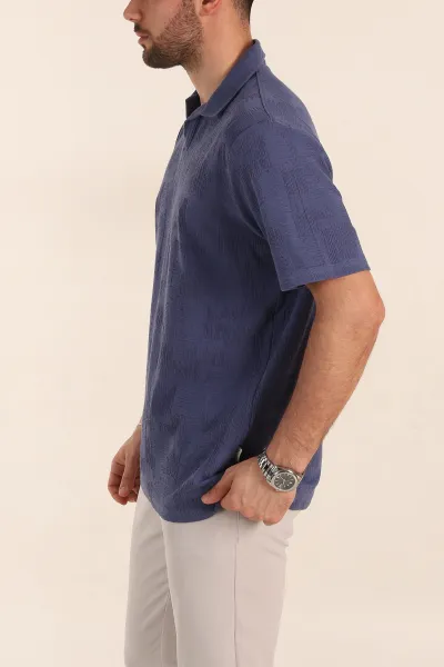 İndigo Relaxed Fit Kabartma Desenli Patlı Polo Yaka Erkek Tişört 358101