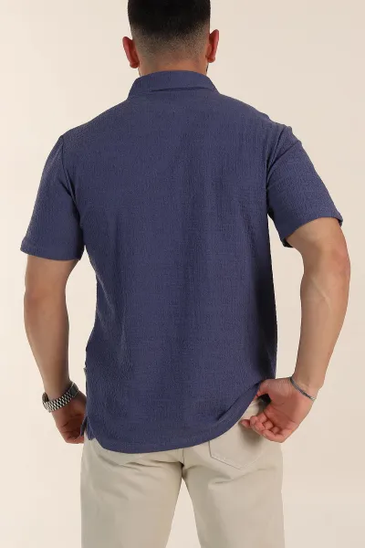 İndigo Relaxed Fit Kabartma Dokulu Düğmeli Polo Yaka Erkek Tişört 358230