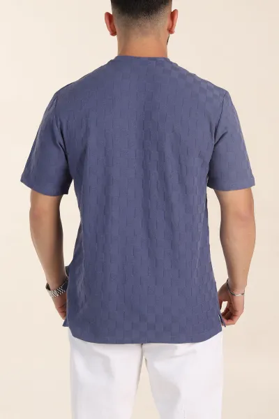 İndigo Relaxed Fit Kare Dokulu Erkek Tişört 358003