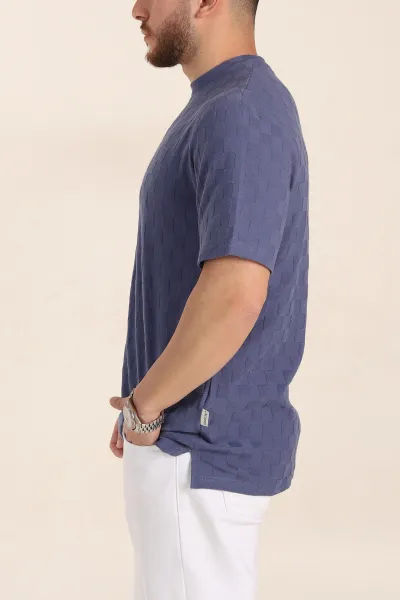 İndigo Relaxed Fit Kare Dokulu Erkek Tişört 358003