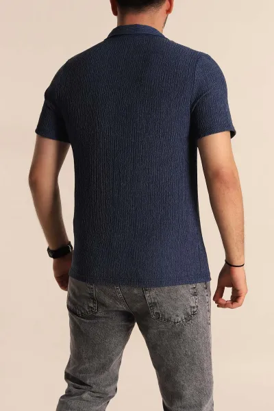İndigo Relaxed Fit Melanjlı Fermuarlı Polo Yaka Erkek Tişört 267653
