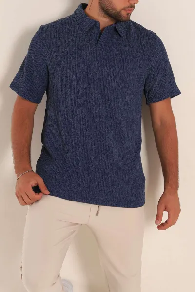 İndigo Relaxed Fit Melanjlı Patlı Polo Yaka Erkek Tişört 267627