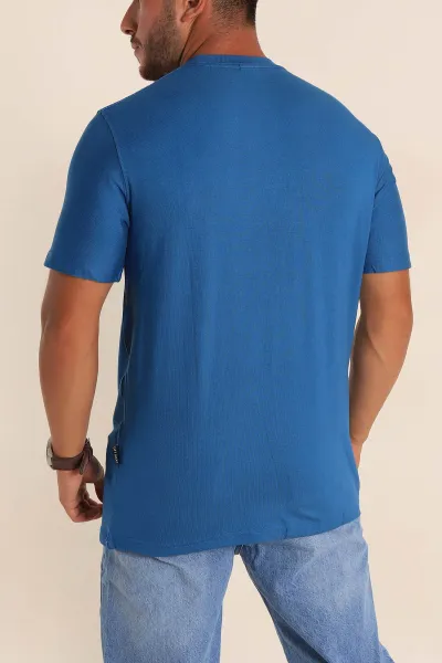 İndigo Relaxed Fit Nakış Detaylı Likralı Erkek Tişört 268516