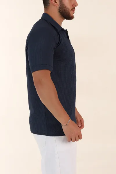 İndigo Relaxed Fit Petek Dokulu Patlı Polo Yaka Erkek Tişört 370256