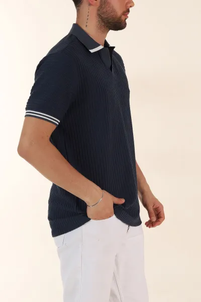 İndigo Relaxed Fit Petek Dokulu Patlı Polo Yaka Erkek Tişört 370261