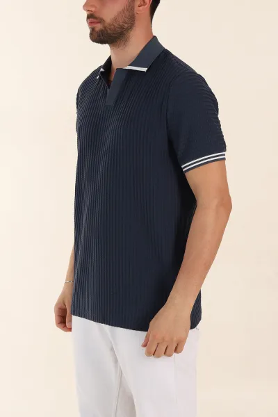 İndigo Relaxed Fit Petek Dokulu Patlı Polo Yaka Erkek Tişört 370261