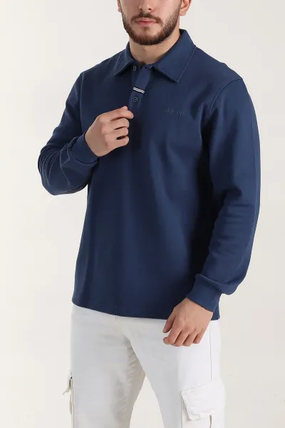 indigo-relaxed-fit-pike-dokulu-dugmeli-polo-yaka-erkek-sweatshirt-400881