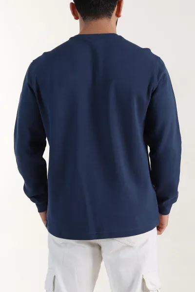 İndigo Relaxed Fit Pike Dokulu Nakış Detaylı Erkek Sweatshirt 400896