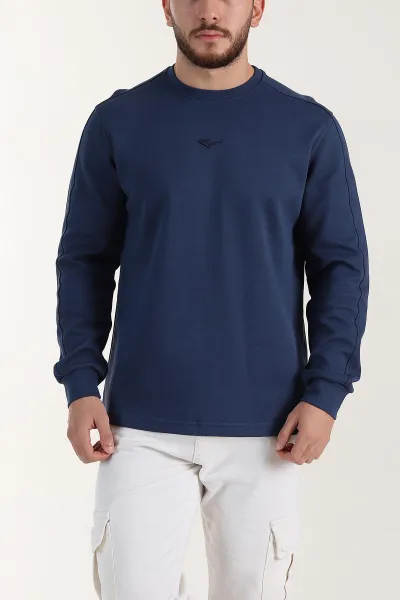 İndigo Relaxed Fit Pike Dokulu Nakış Detaylı Erkek Sweatshirt 400896