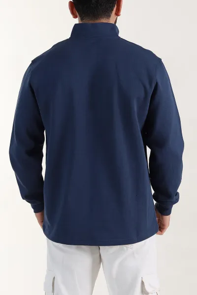 İndigo Relaxed Fit Pike Dokulu Yarım Fermuarlı Erkek Sweatshirt 400876