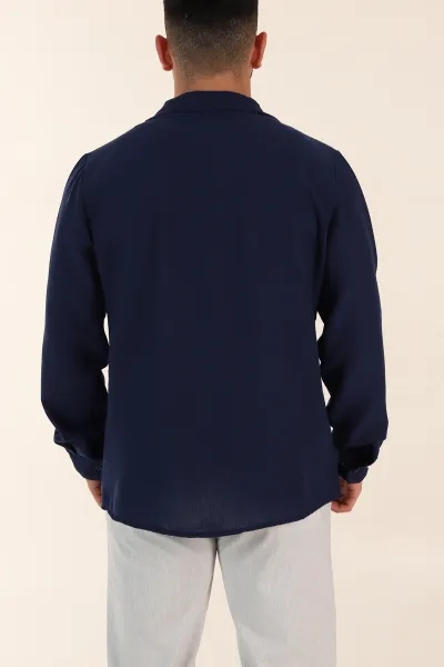İndigo Relaxed Fit Uzun Kollu Apaş Yaka Erkek Gömlek 367434