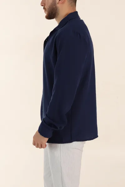 İndigo Relaxed Fit Uzun Kollu Apaş Yaka Erkek Gömlek 367434