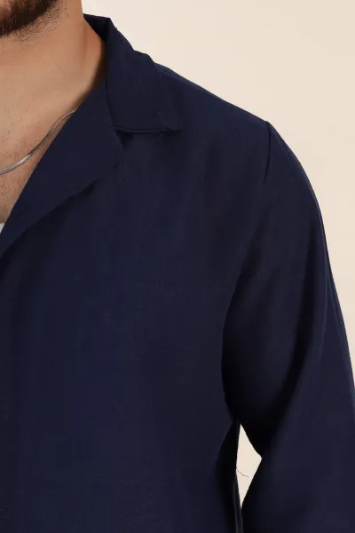 İndigo Relaxed Fit Uzun Kollu Apaş Yaka Erkek Gömlek 367434