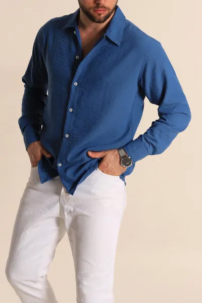 indigo-relaxed-fit-uzun-kollu-keten-erkek-gomlek-275527