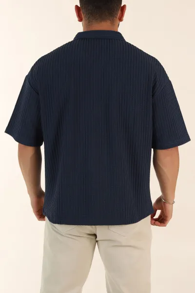 İndigo Relaxed Fit Waffle Dokulu Patlı Polo Yaka Erkek Tişört 370298